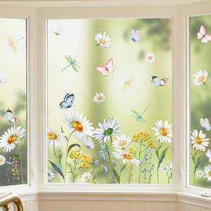 lot 10466 image: WEEPA 44 Pcs Summer Window Clings Daisy Window Stickers Window Decals for Glass Windows Home Party Supplies Floral Shop Glass Display Decoration