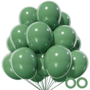 lot 10467 image: 110Pcs Dark Sage Green Balloons Latex Party Balloons 12 inch Round Helium Balloons for Dark Sage Green Themed Christmas Balloon (with 2 Ribbons).