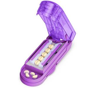 lot 10471 image: ONE PIX Pill Cutter Splitter for Small and Tiny Pills, Professional Adjustable Pill Cutter with Hidden Stainless Steel Blade, Safely Cuts Multiple Pills at Once, Purple