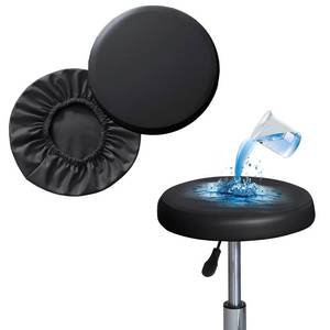 lot 10480 image: Shukii Stool Covers Round 2 Pack Bar Stool Covers Watedrproof PU Stool Slipcover with Elastic Stool Cushion Round Bar Stool Seat Covers for Bar Round Chair