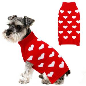 lot 10482 image: PAYHTOW Valentines Dog Sweater, Knit Pet Small Dog Sweater Holiday Valentine��s Day Outfit Clothes for Small Medium Large Dogs Pets (Red, Large)