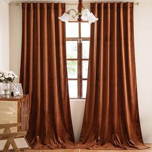 lot 10492 image: YOFUN 84 inches 2 Panels, Burnt Orange Blackout Luxury Velvet Curtains Thermal Insulated Heat Block Soundproof Window Panels Soft Drapes for Bedroom Living Room, Rod Pocket & Back Tab, W52 x L84