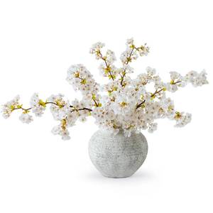 lot 11507 image: mizii 3Pcs Artificial White Cherry Blossom Branches 40 Fake Silk Cherry Blossoms Flowers with Long Stem for Wedding Decorations Table Centerpieces Vase Arrangement Home Decor (White)