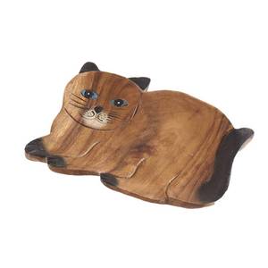 lot 11510 image: Handmade Wooden Serving Tray �� Cute Kitty Shaped Charcuterie Board for Snacks & Coffee, Rustic Kitchen Decor, Unique Gift for Pet Lovers