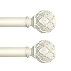 lot 11521 image: HTZON White Curtain Rods for Windows 2 PackFarmhouse Boho Decorative Curtain Rod for Bedroom Living Room,Heavy Duty Adjustable Rustic Drapery Rods with Vintage Coastal Finials,Antique White 18-45