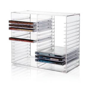 lot 11524 image: STORi Stackable Clear Plastic CD Organizer with Rubber Feet  Rectangular Jewel Cases Holder Perfect for Theatre Room  Holds up to 30 CD Cases  Made in USA