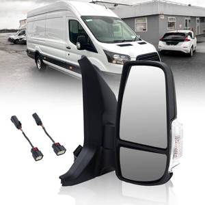 lot 11530 image: MOFOAP Passenger Side Mirror,Mirrors Compatible with 2015-2021 Ford Transit 150 250 350 350 HD,Transit Side View Mirror with Power Glass,Heated,Signal Light,With Indicator (Black) Short Arm 6 Pins