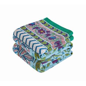 lot 11532 image: Tvqbxp Boho Throw Blanket 100% Cotton Muslin Woven Blanket Bohemian Bed Throws Vintage Rustic Farmhouse Decor Reversible Bed Blanket Quilt for All Seasons��Blue 50x60��