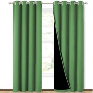 lot 11537 image: NICETOWN 100% Blackout Curtains 84 inches Long, Forest Green, 52 inches Wide, Pair of Energy Smart & Noise Blocking Out Drapes for Baby Room Window, Thermal Insulated Guest Room Lined Window Dressing