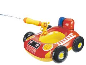 lot 11546 image: Big Summer Inflatable Fire Truck Pool Floats for Kids with Built-in Squirt Gun, Inflatable Toddler Pool Toys for Children Aged 3-8 Years
