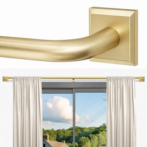 lot 11547 image: Gold Curtain Rods for Windows 48-90Inch(4-7.5ft) Heavy Duty Wrap Around Blackout Curtain Rods,Adjustable Room Darkening Drapery Rod for Bedroom, Living Room, Sliding Door & Outdoor Patio