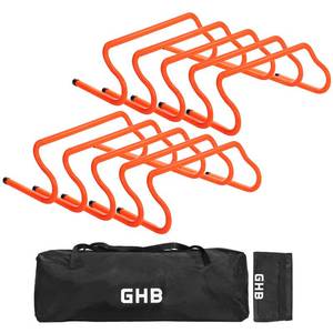 lot 11553 image: GHB 10 Pack 8 Agility Hurdles Speed Agility Training Hurdles, Detachable Sturdy Hurdles Training Equipment Set with Carry Bag for Kids,Athletes,Soccer,Basketball