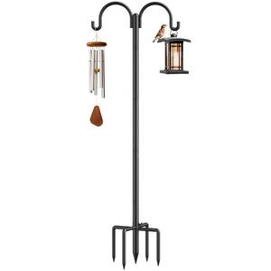 lot 11562 image: Relx Bird Feeder Pole - Adjustable Double Shepherds Hooks for Bird Feeder with 5 Prong Base - 76 Inch Heavy Duty Shepherds Hooks for Outdoor,Hanging Garden Plant,Solar Light Lanterns