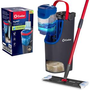 lot 11571 image: O-Cedar H2prO Flat Mop System  Quick Cleaning Tool  Clean with Water  Machine Washable Reusable Microfiber Mop Pad  Safe on Wood Floors, Vinyl, Tile, Baseboards, Walls