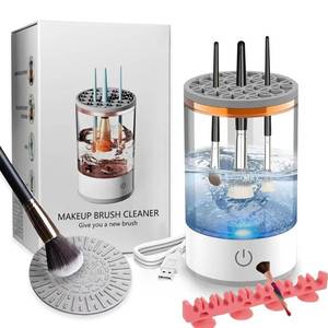 lot 11579 image: Electric Makeup Brush Cleaner Efficient Deep Cleaning and Drying of Mmake-Up Brushes Portable Automatic USB Cosmetic Brushes Cleaner Tool for All Size Beauty Makeup Brush Set(White) (Used)