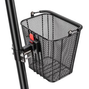 lot 11582 image: CXWXC Scooter Basket with Handle- Quick Release Front Bike Basket for E-Scooters - Bicycle Baskets with Fixed Bracket Fits Folding Bikes, Kick and Knee Scooters