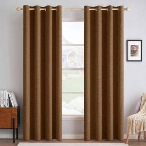 lot 11584 image: MIULEE 100% Blackout Linen Curtains for Bedroom Thermal Insulated Brown Grommet Room Darkening Curtains & Drapes Fall Decor for Living Room Nursery 52 x 84 Inch (2 Panels)