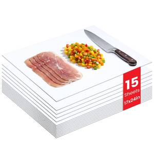 lot 11590 image: Patelai 15 Pcs Disposable Cutting Boards Sheets 24 x 18 Plastic Large Flexible Cutting Mat for Kitchen Chicken Meat Fish Vegetables Cooking Traveling Camping Crafts Art Project