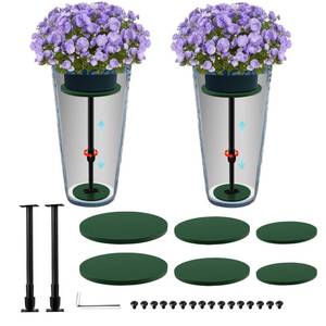 lot 11593 image: Axcoix 2 Pack Adjustable Height Plant Risers for Inside Pots, 17.5-30 Planter Inserts for Large Pots, Pot Fillers for Tall Square Round Taper Planters (6 8 10 Base or Top)