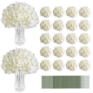 lot 12001 image: Veryhome 20Pcs White Hydrangea Artificial Flowers, Ivory Faux Hydrangea Flowers, Silk Flowers Heads with Stems, Fake Hydrangeas for Home Decor Wedding Party Centerpieces DIY Floral Arrangements