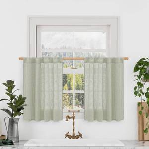 lot 12006 image: LAMIT Semi Sheer Linen Curtains 36 Inch Length 2 Panels, Light Filtering Panels Back Tab and Rod Pocket Neutral Drapes for BathroomKitchenLoft Room, Sage Grey, 34 x 36 Inch