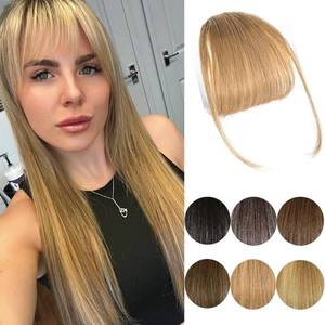 lot 12010 image: Clip In Bangs Human Hair Bangs Clip In Hair Extension, 100% Human Hair Bangs For Women Air Bangs Fringe With Temples Faux Bangs Hair Clips On Wispy Bangs For Daily Wear (Wispy Bangs, Blonde)