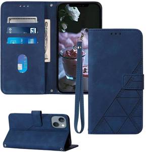 lot 12013 image: Moment Dextrad for iPhone 1314 Wallet Case, Card Holder Slots, Wrist Strap, TPU Interior Protective, Stand PU Leather Folio Flip Cases Cover, 1314 Phone 6.1 inch (Blue)