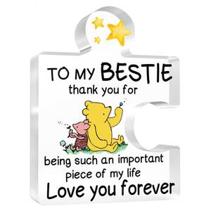 lot 12018 image: Winnie the Pooh Decor Gifts Hank you for Being Such an Important Piece of my Life Thank You Gift for Best Friends Acrylic Puzzle Decorative Signs