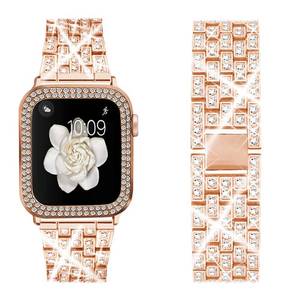 lot 12034 image: Bekomo Compatible for Apple Watch Ultra Band 49mm 46mm 45mm 41mm 38mm 40mm 42mm 44mm with 2 Pack Bling Crystal Diamonds Case Cover for Women, iWatch SE Series Ultra 3 21110987654321