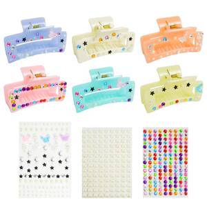 lot 12048 image: Amarys Hearth 6 Pack Hair Claw Clips Making Kit, 421 Pcs DIY Acrylic Hair Clamps Set with Rhinestone Crystal Beads, Strong Hold Jaw Clips Handmade Craft Hair Accessories for Women
