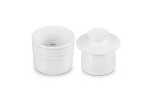 lot 12359 image: Le Creuset Stoneware Butter Crock, 6 oz., White
