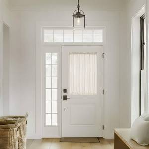 lot 12361 image: DUKIYO Natural Linen French Door Curtains Set of 2, Light Filtering Privacy Window Curtains 25 x 40 Inch Length with Dual Rod Pocket and Tie Back Drapes Beige Semi Sheer Front Door Curtain W25xL40