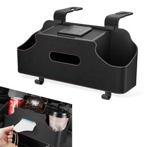 lot 12373 image: pinflaw 1 PC Car Seat Back Storage Box, 11.42 x 3.35 x 4.92 Hanging Fashionable Multifunctional Storage Rack, Easy to Clean and Durable Travel Accessories, Universal for Most Cars (Black)