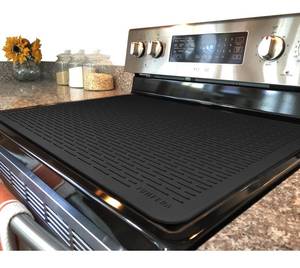 lot 12379 image: YUHFERA Stove Top Cover for Electric Stove - Silicone Stove Mat for Glass Top, Glass Cooktop Protector, XL Dish Drying Mats For Kitchen,Oven Covers for Electric Stove (Black,30 x 21)