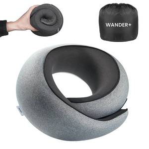lot 12388 image: WANDER PLUS� Travel Neck Pillow, Pure Memory Foam Neck Pillow for Airplanes, Comfortable Breathable Cover, 360 Degree Support Ergonomic Design Best for Sleeping Plane Train Travel Essentials Max Grey