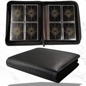 lot 12391 image: Toploader Binder 4 Pocket, Holds 128 Toploaders, Double-Sided Card Storage Binder for 3 x 4 Rigid Cards, PU Leather Album for Trading Cards & Sports Cards(black)
