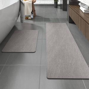 lot 12392 image: MontVoo -Bath Mat-Rubber Backing Non Slip Quick Dry Absorbent Thin Bathroom Rugs Fit Under Door-Faux Suede Surface Bathroom Floor Mats-Shower Rug for in Front of Bathtub Shower Gray Rug Set