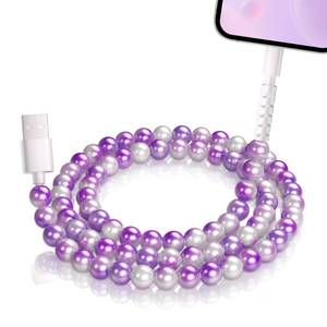 lot 12413 image: Coolden for iPhone Charger Cord for iPhone 14 Charger Fast Charging Cable 66W Cute Purple Beaded Charging Cord for Women Girls USB Cable for iPhone 14 13 12 11 Pro Max XR XS, iPad ProAirMini
