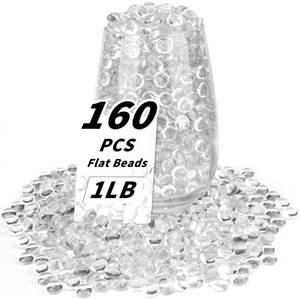 lot 12415 image: 1 LB Clear Flat Glass Beads, 160-180PCS Small Glass Marbles, Mini Flat Round Pebbles for Vase Filler and Floral, Fish Tank Rocks Decorative Gemstones for Home and Aquarium D�cor (Missing A Few)