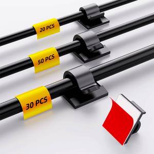 lot 12430 image: ITUGOU 100 PCS Adhesive Cable Clips Cord Organizer (Small, Medium,Large),Wire Holder for Cable Management, Outdoor Light Clips Light Hooks for LED String,Car Dash Cam, Extension Cord (Black)