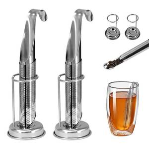 lot 12432 image: 2 Sets Upgraded Tea Infuser for Loose Leaf Tea with Base - Durable Loose Leaf Tea Steeper, Portable Stainless Steel Tea Strainer for Home, Office & Travel