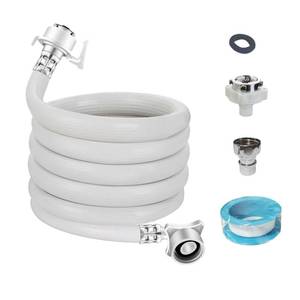 lot 12436 image: Washing Machine Inlet Hose, Burst Proof Washing Machine Water Inlet Pipe, Washer Pipe with Connectors, Water Inlet Connection Supply Line, White Long Universal PVC Hose (2 m 6.56 ft)
