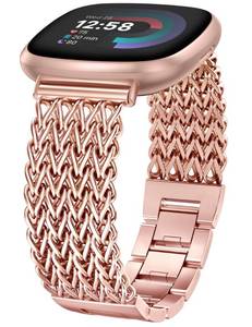 lot 12447 image: Minyee Compatible with Fitbit Versa 43 Sense 21 Band for Women, Dressy Stainless Steel Mesh Multi-chain Designer Luxury Chic Metal Luxury Link Bracelet Wristband Replacement Strap for Versa 4Sense