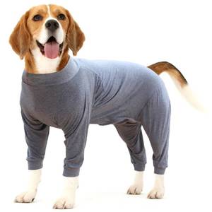 lot 12451 image: Dog Recovery Suit Abdominal Wound After Surgery Wear Prevent Licking Wounds E-Collar & Cone Alternatives Postoperative Shirt Dog Pajamas Long Sleeve Prevent Shedding (Medium, Grey)