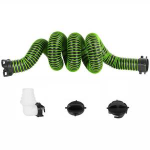 lot 13620 image: OUTPRIZE 15FT RV Sewer Hose, EXTREME Heavy Duty 24 Mil TPE Material for Abrasion Resistance and Crush Protection, Camper Sewer Hose Kit with Pre-Attached Bayonet Fittings, 4-in-1 Adapter Elbow, Green