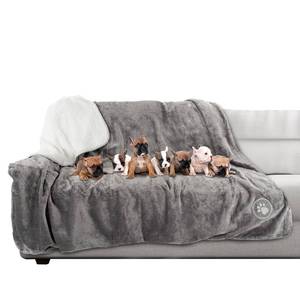 lot 13630 image: Waterproof Reversible Dog Blanket 60x70 Inches for Couch Bed Car �� Soft Sherpa Fleece Pet Throw Furniture Protector Cover - Washable Pet Blanket for Dogs Cats Home D�cor by PETMAKER (Gray)