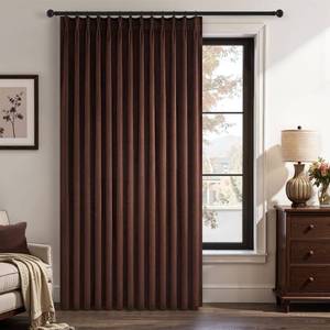 lot 13631 image: Brown Velvet Curtains 84 Inch Length for Living Room Bedroom Soft Velvet Modern Boho Blackout Pinch Pleated Drapes with Hooks and Back Tab Thermal Insulated Window Treatmnets 1 Panel Home Decor,W72