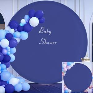 lot 13637 image: GALLETY Navy Blue 7.2FT Round Backdrop Cover for 5-7.2ft Circle Stand - Adjustable, Polyester, Wrinkle-Resistant, Ideal for Weddings, Parties, Photography, Home Decoration
