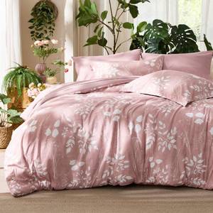 lot 13640 image: Bedsure Rose Pink Queen Comforter Set - 7 Pieces Floral Bedding Sets Queen Bed in a Bag with Reversible Botanical Flowers Comforter, Sheets, Pillowcases & Shams