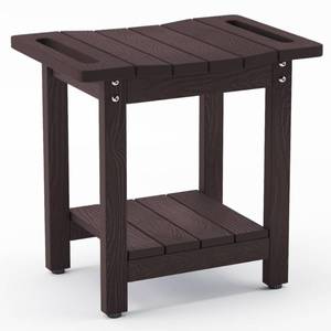 lot 13650 image: LUE BONA Shower Bench Stool, HDPS Shower Benches for Inside Shower with Shelf, Waterproof Shower Chair Foot Stool for Spa Bathroom, Weather ResistantNon-SlipHandlesIndoor or Outdoor Use, Espresso